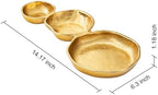 3 Cluster Decorative Bowls Gold Hammered Snack Tray Bowl Chip & Dip Serving Piece Strong Brass Centerpiece, alternate view 3
