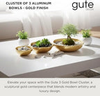 3 Cluster Decorative Bowls Gold Hammered Snack Tray Bowl Chip & Dip Serving Piece Strong Brass Centerpiece, alternate view 4