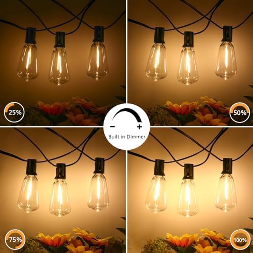 3 Color in 1 LED Outdoor String Lights with Remote, 100FT Edison Hanging String Lights for Outside Dimmable, alternate view 4