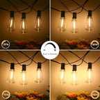 3 Color in 1 LED Outdoor String Lights with Remote, 100FT Edison Hanging String Lights for Outside Dimmable, alternate view 4