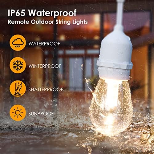 3 Colors 48FT Outdoor String Lights with Remote, 3 Modes, White in White, alternate view 3