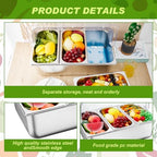 3 Compartment Condiment Tray, Stainless Steel Chilled Food Server with Lid in 3 Compartments in silver, alternate view 4