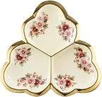 3 Compartment Gold Floral Porcelain Platter in Large in Gold tray