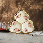 3 Compartment Gold Floral Porcelain Platter in Large in Gold tray, alternate view 2