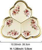 3 Compartment Gold Floral Porcelain Platter in Large in Gold tray, alternate view 3