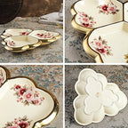 3 Compartment Gold Floral Porcelain Platter in Large in Gold tray, alternate view 4