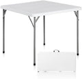 3 Foot Square Folding Card Table, Indoor Outdoor Portable Plastic Heavy Duty Fold-in-Half Puzzles Camping Picnic