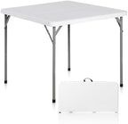 3 Foot Square Folding Card Table, Indoor Outdoor Portable Plastic Heavy Duty Fold-in-Half Puzzles Camping Picnic