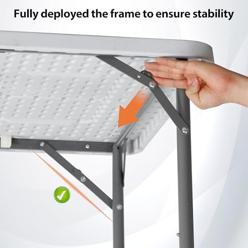 3 Foot Square Folding Card Table, Indoor Outdoor Portable Plastic Heavy Duty Fold-in-Half Puzzles Camping Picnic, alternate