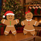 3 ft 2pcs Gingerbread Man Cardboard Cutout, Christmas Photo Prop in Approx. 35.4 x 28 in in Brown, White, Red, alternate view