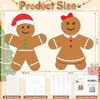 3 ft 2pcs Gingerbread Man Cardboard Cutout, Christmas Photo Prop in Approx. 35.4 x 28 in in Brown, White, Red, alternate view