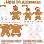 3 ft 2pcs Gingerbread Man Cardboard Cutout, Christmas Photo Prop in Approx. 35.4 x 28 in in Brown, White, Red, alternate view