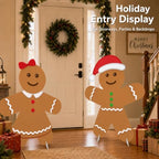 3 ft 2pcs Gingerbread Man Cardboard Cutout, Christmas Photo Prop in Approx. 35.4 x 28 in in Brown, White, Red, alternate view