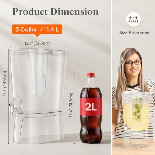 3 Gal Drink Dispenser with Fruit Infuser & Leak-Proof Spigot, 2 Pcs, alternate view 2