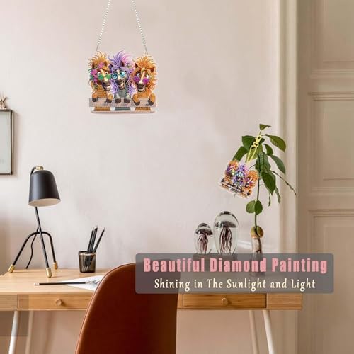 3-Horse Diamond Painting Double-Sided Wall Hanging Set, DIY Irregular Shaped Rhinestone Window Decoration Set, alternate view