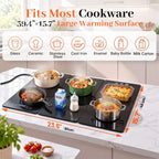 3-in-1 Electric Warming Tray, 23.6"×15.7" Food Warmer with Timer&Child Lock in Black, alternate view 2