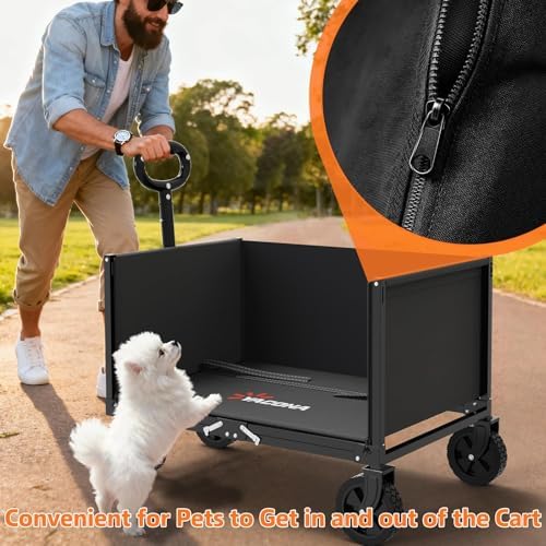 3 in 1 Wagons Carts Foldable with 360LBS Capacity, 120L Heavy Duty Collapsible Wagon, Utility Wagon Cart with, alternate view