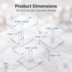 3 IN1 Acrylic Cupcakes Stand - 3 Pieces Dessert Table Display Stand in Clear 3, alternate view 3