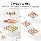 3 IN1 Acrylic Cupcakes Stand - 3 Pieces Dessert Table Display Stand in Clear 3, alternate view 4