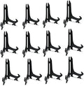 3 Inch Black 12pcs/Set Plastic Easels Plate Display Stands Picture Frame Stand Holder in Black