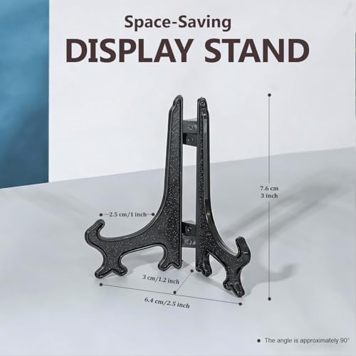 3 Inch Black 12pcs/Set Plastic Easels Plate Display Stands Picture Frame Stand Holder in Black, alternate view 2