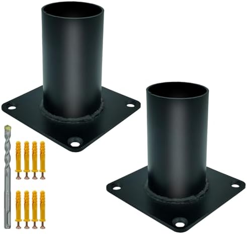 3 Inch Pier Mount Base 2 Pack, Heavy Duty Steel Post Base for 3" Round Outdoor Light Posts, Lamp Pole Mounting