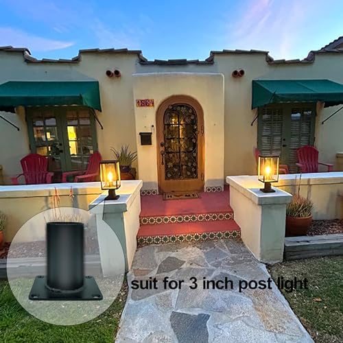 3 Inch Pier Mount Base 2 Pack, Heavy Duty Steel Post Base for 3" Round Outdoor Light Posts, Lamp Pole Mounting, alternate