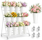 3 Layers Flower Cart Display Stand with Wheels