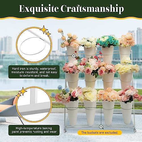 3 Layers Flower Cart Display Stand with Wheels, alternate view 4