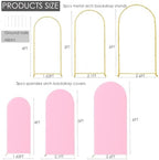 3 Metal Arch Backdrop Stands with Pink Covers, 4/5/6FT, alternate view 3