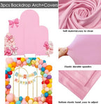 3 Metal Arch Backdrop Stands with Pink Covers, 4/5/6FT, alternate view 4