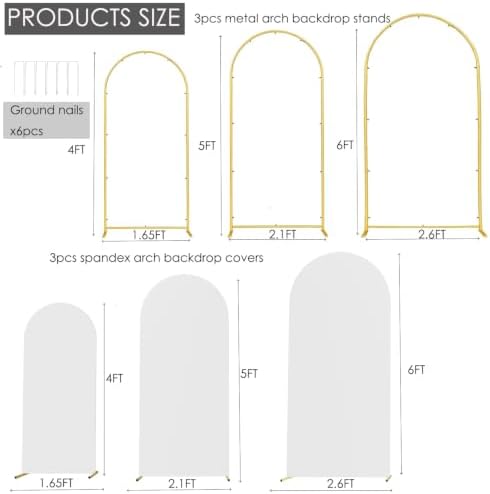 3 Metal Arch Backdrop Stands with White Covers, 4/5/6FT, alternate view 3