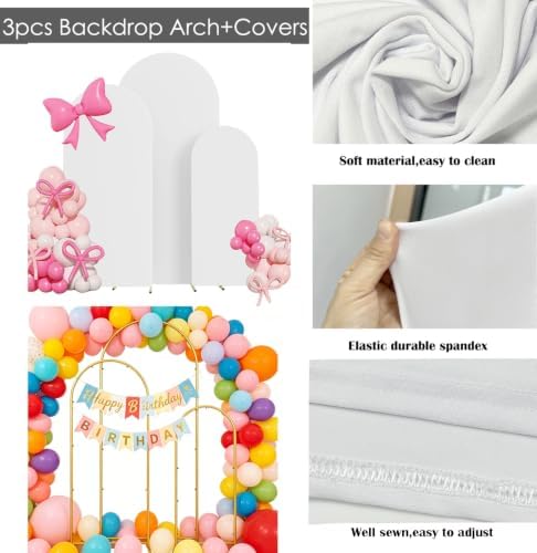 3 Metal Arch Backdrop Stands with White Covers, 4/5/6FT, alternate view 4