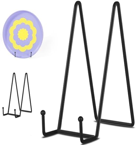 3 Pack 12 Inch Black Picture Stands Plate Stands for Display Large Book Stands Table Top Easels for Picture