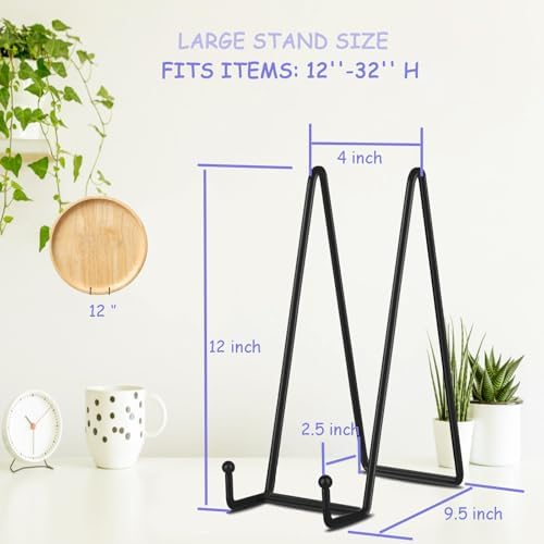 3 Pack 12 Inch Black Picture Stands Plate Stands for Display Large Book Stands Table Top Easels for Picture, alternate view 3