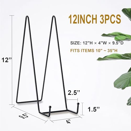 3 Pack 12 Inch Plate Stands for Display, Plate Holder Display Stand in Black, alternate view 2