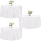3 Pack 120 Inch Tablecloths Round White Table Cover in White