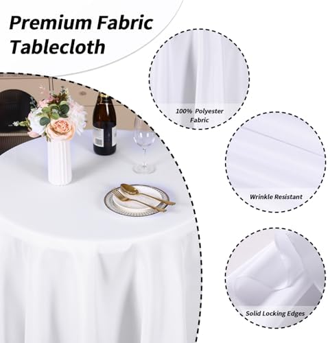 3 Pack 120 Inch Tablecloths Round White Table Cover in White, alternate view 2