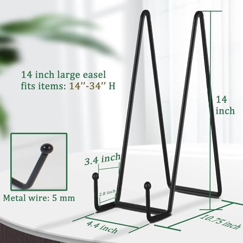 3 Pack 14 Inch Black Plate Stand for Display Large Display Easel Table Top Easel for Picture, Decorative Plate, alternate