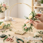 3 Pack 14 Inches Metal Double Floral Hoop Centerpieces with Stand and 38-Yard Paddle Wire Craft Centerpiece, alternate view 4