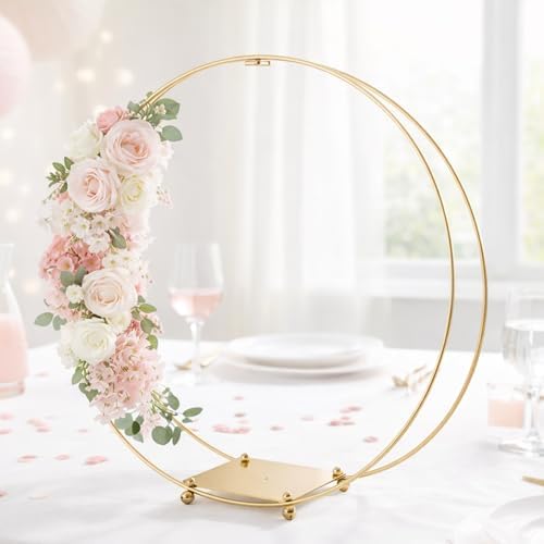 3 Pack 14 Inches Metal Double Floral Hoop Centerpieces with Stand and 38-Yard Paddle Wire Craft Centerpiece, alternate view 7