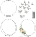 3 Pack 14 Inches Metal Double Floral Hoop Centerpieces with Stand and 38-Yard Paddle Wire Craft Centerpiece