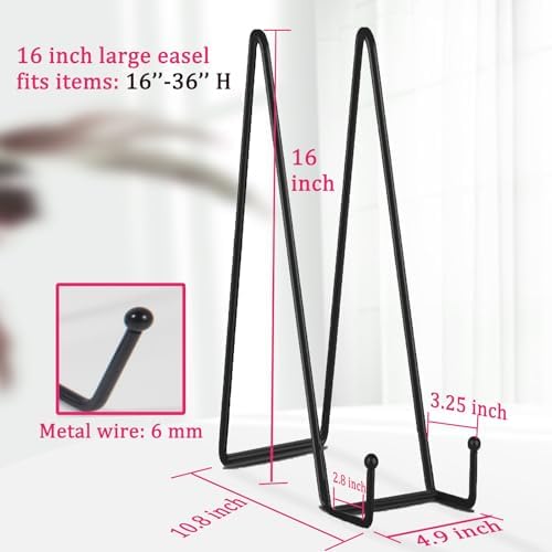 3 Pack 16 Inch Black Plate Stand for Display Large Display Easel Table Top Easel for Picture, Decorative Plate, alternate