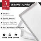 3 Pack, 16" x 11" Large White Serving Trays Set - Reusable Plastic Serving Platters for Cookie, Appetizer, alternate view 4