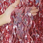 3 Pack 3.3 ft x 6.6 ft Tinsel Curtain - Rose Gold Birthday Backdrop Background for Wedding Graduation Engagement