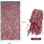 3 Pack 3.3 ft x 6.6 ft Tinsel Curtain - Rose Gold Birthday Backdrop Background for Wedding Graduation Engagement, alternate
