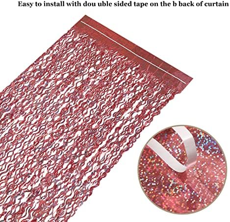 3 Pack 3.3 ft x 6.6 ft Tinsel Curtain - Rose Gold Birthday Backdrop Background for Wedding Graduation Engagement, alternate