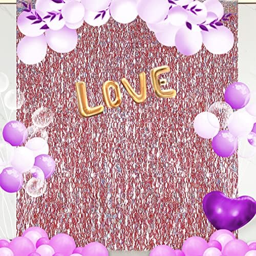 3 Pack 3.3 ft x 6.6 ft Tinsel Curtain - Rose Gold Birthday Backdrop Background for Wedding Graduation Engagement, alternate