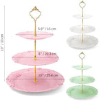 3 Pack 3 Tier Plastic Cupcake Stand, Dessert Cup Cake Holder Tower Reusable Tiered Serving Tray with Metal Rod, alternate