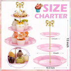 3 Pack 3 Tier Serving Tray for Tea Party, Pink, Round in Pink, alternate view 3